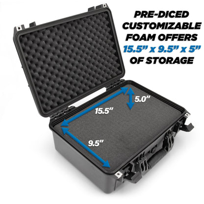 Waterproof Hard Shell Projector Case Compatible with Optoma/ViewSonic/NEC Home Theater Projectors up to 15" - Customizable Diced Foam Interior