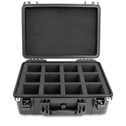 Portable Drill Battery Case Compatible with 12 Milwaukee M18 Battery Packs For Drills and M18 Tools, IPX7 Waterproof and Crushproof Hard Tool Case