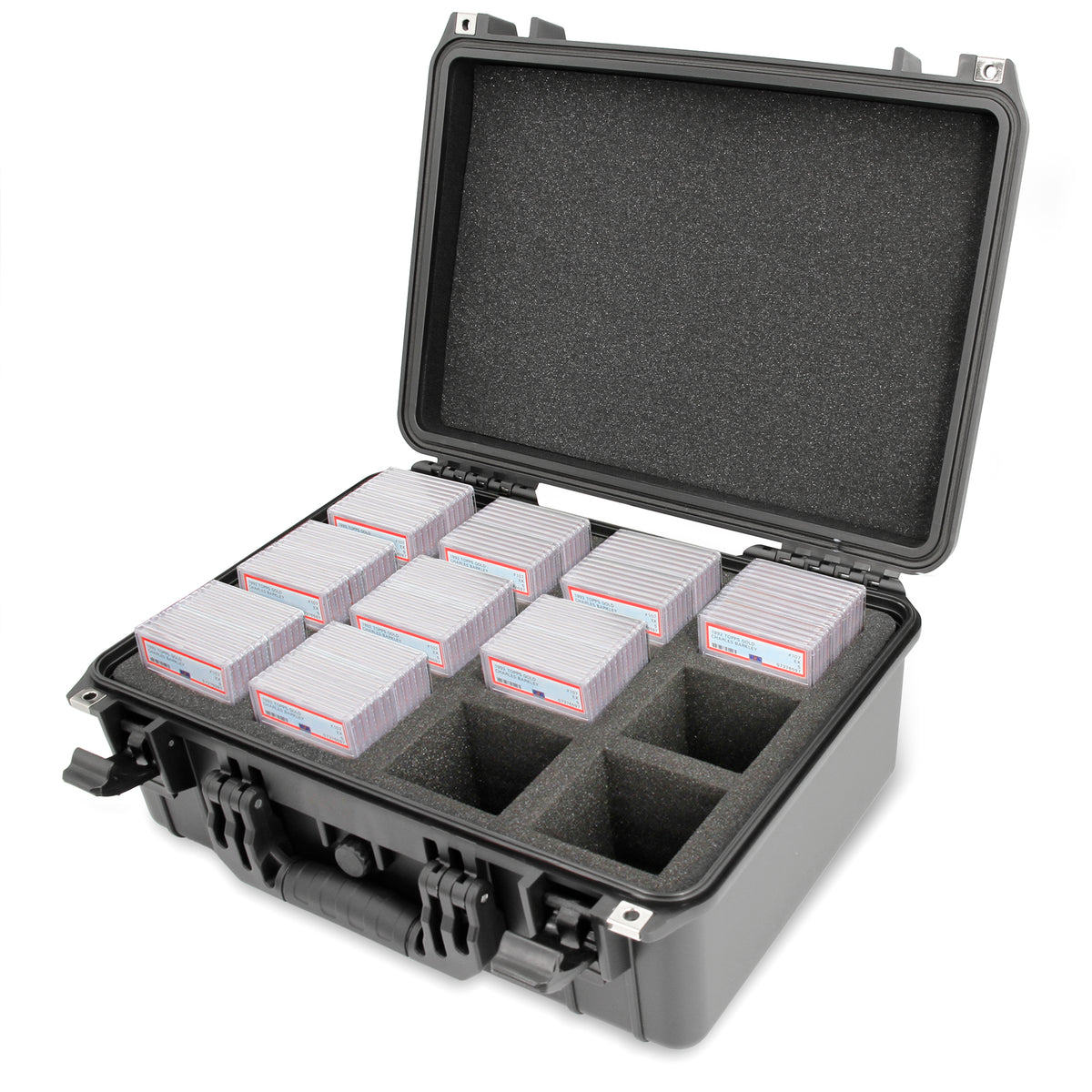 Graded Card Case Compatible with 130 PSA Graded Sports Trading Cards, Waterproof Graded Slab Trading Card Box with 12 Cut Storage Dividers