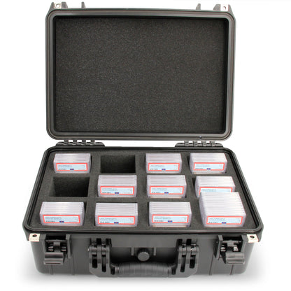 Graded Card Case Compatible with 130 PSA Graded Sports Trading Cards, Waterproof Graded Slab Trading Card Box with 12 Cut Storage Dividers