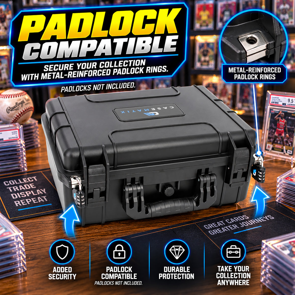 Graded Card Case Compatible with 130 PSA Graded Sports Trading Cards, Waterproof Graded Slab Trading Card Box with 12 Cut Storage Dividers