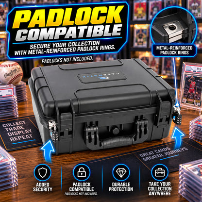 Graded Card Case Compatible with 130 PSA Graded Sports Trading Cards, Waterproof Graded Slab Trading Card Box with 12 Cut Storage Dividers