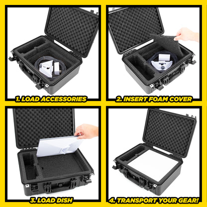 Waterproof Travel Case Compatible with Starlink Mini Dish, Mount, Power Supply & More - Professionally Cut Impact Resistant Closed Cell Foam