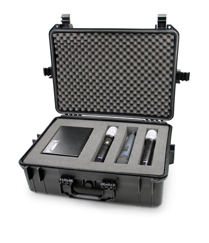 23" Customizable Wireless Microphone System Hard Case fits Sennheiser, Shure, Audio-Technica, AKG Receiver, Transmitter and Other Microphone Systems