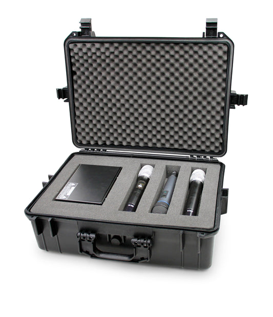23" Customizable Wireless Microphone System Hard Case fits Sennheiser, Shure, Audio-Technica, AKG Receiver, Transmitter and Other Microphone Systems