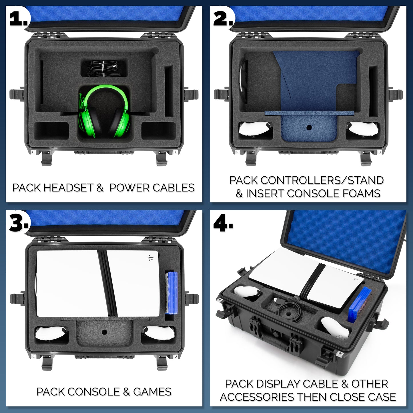 Travel Case Compatible With PlayStation 5 Pro & PS5 Pro Disc Drive - Hard Shell Waterproof Case with Custom Foam for Console and PS5 Pro Accessories