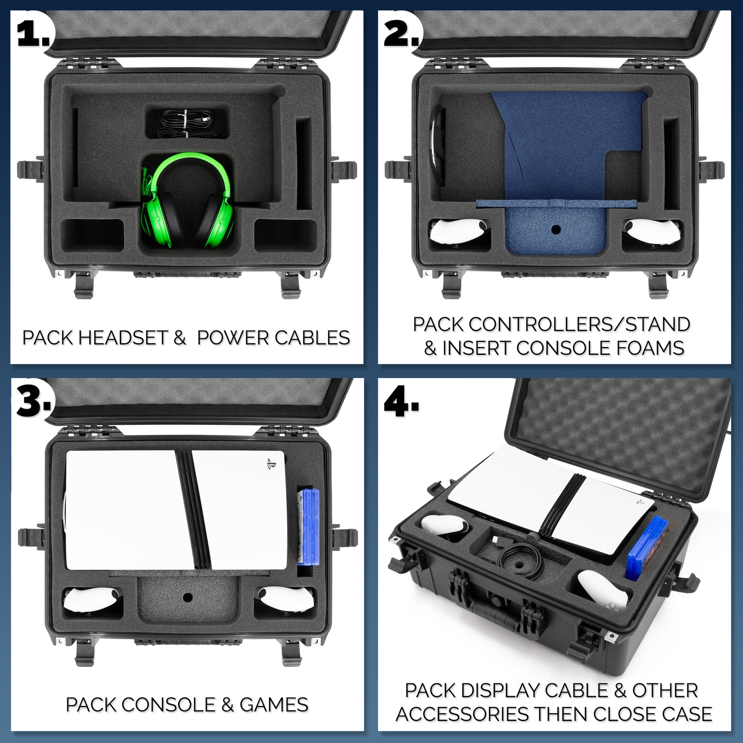 CASEMATIX Travel Case Compatible With PlayStation 5 Pro & PS5 Pro Disc Drive - Hard Shell Waterproof Case with Custom Foam