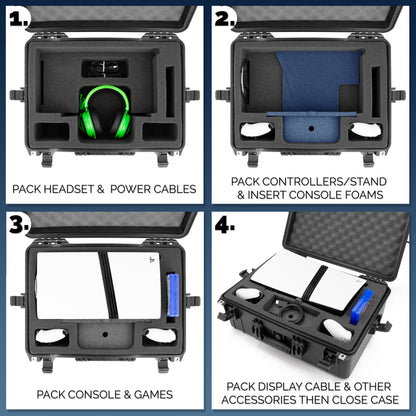 CASEMATIX Travel Case Compatible With PlayStation 5 Pro & PS5 Pro Disc Drive - Hard Shell Waterproof Case with Custom Foam