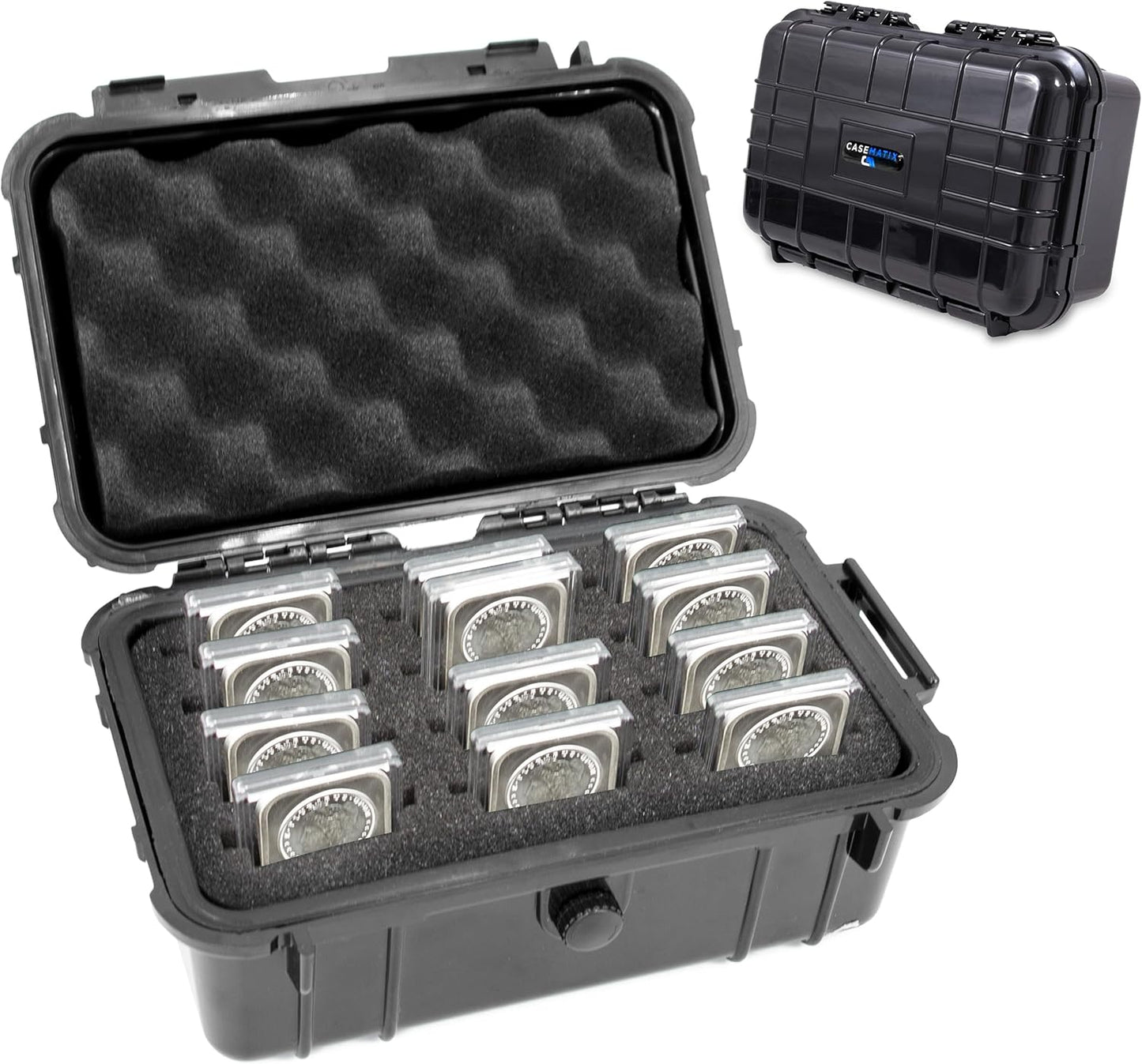 1 oz Silver Bar Case – Waterproof Hard Shell Travel Case Holds 12 Bars, Custom Foam 1oz Silver Bar Storage Organizer for Collectors & Investors