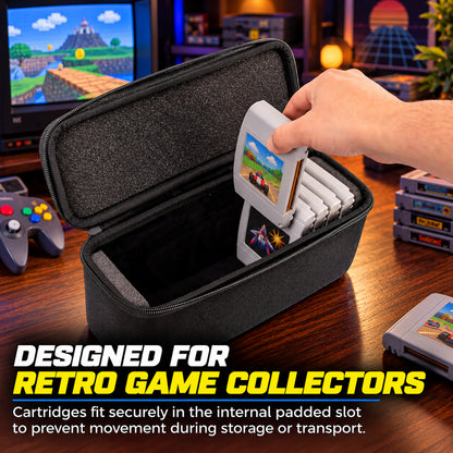N64 Game Cartridge Storage Case Compatible with 12 Nintendo 64 Game Cartridges, Retro Video Game Organizer with Padded Game Holder