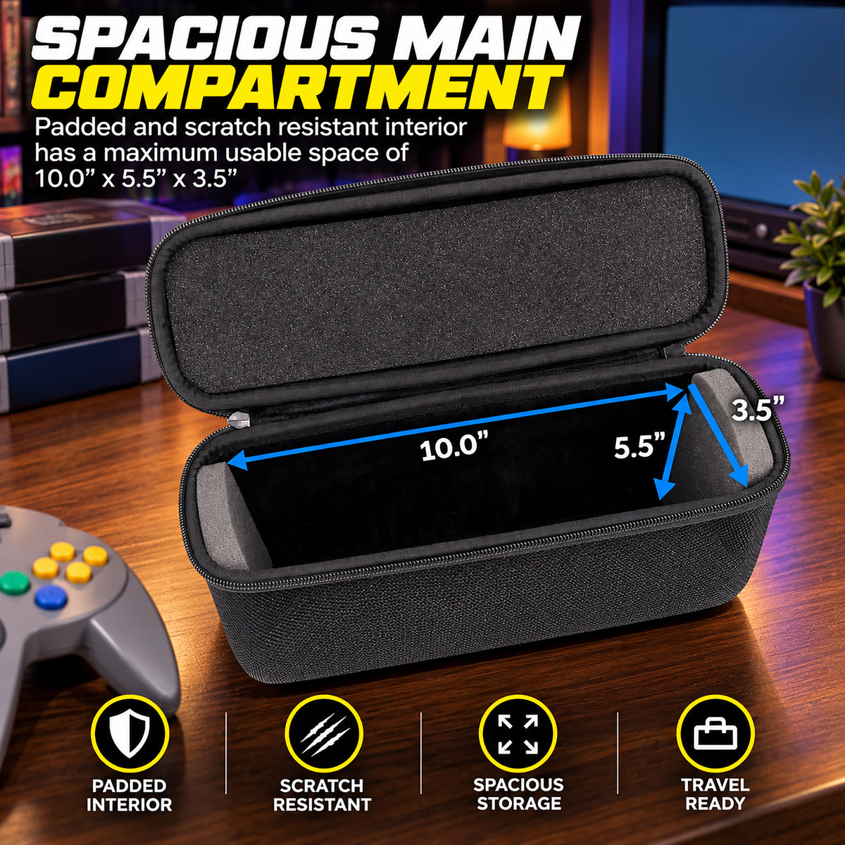 N64 Game Cartridge Storage Case Compatible with 12 Nintendo 64 Game Cartridges, Retro Video Game Organizer with Padded Game Holder