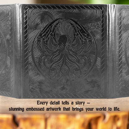 3-Panel Travel DM Screen – Compact PU Leather GM Screen with Clear Pockets & Wet-Erase Panels for Portable RPG Campaigns