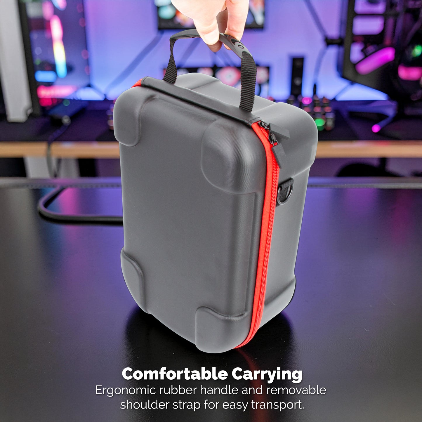 Carrying Case Compatible with Steam Frame VR Headset – Hard Shell EVA Travel Case with Accessory Pocket, Shoulder Strap & Handle
