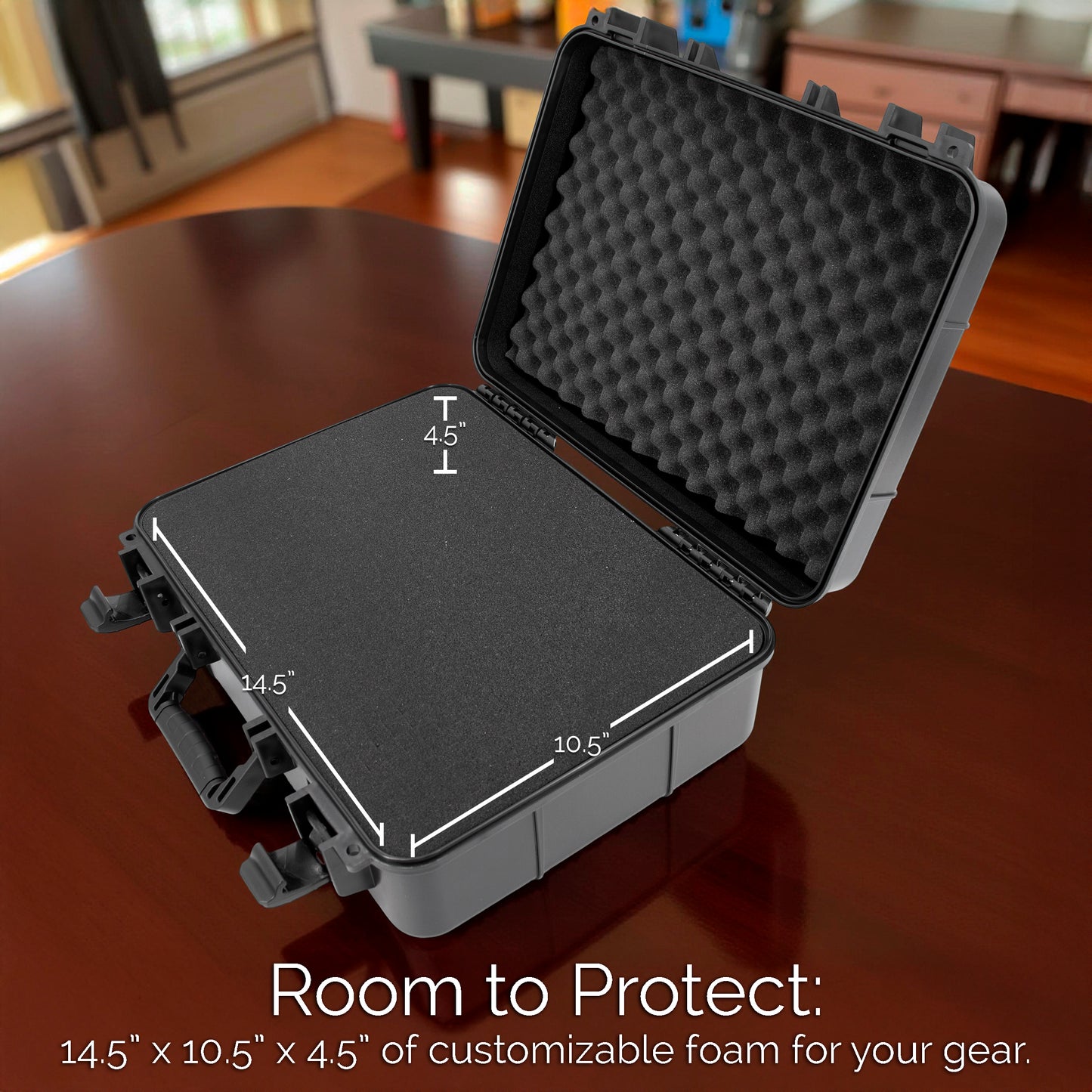 16" Hard Case with Foam – Hard Shell Protective Case with Pluckable Pre-Diced Foam Interior for Electronics, Tools, Cameras and Accessories