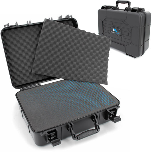 16" Hard Case with Foam – Hard Shell Protective Case with Pluckable Pre-Diced Foam Interior for Electronics, Tools, Cameras and Accessories