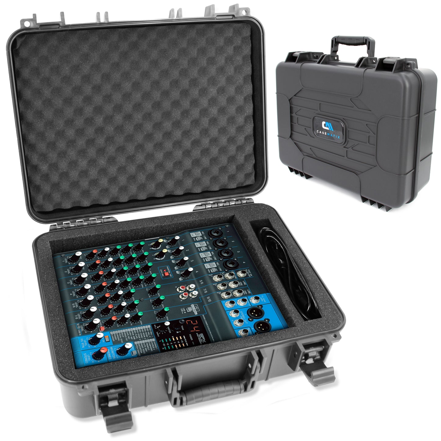 Hard Shell DJ Mixer Travel Case with Customizable Foam Compatible with Yamaha MG10XU, MG10, MG06 10 Input Stereo Mixer Effects and Cables