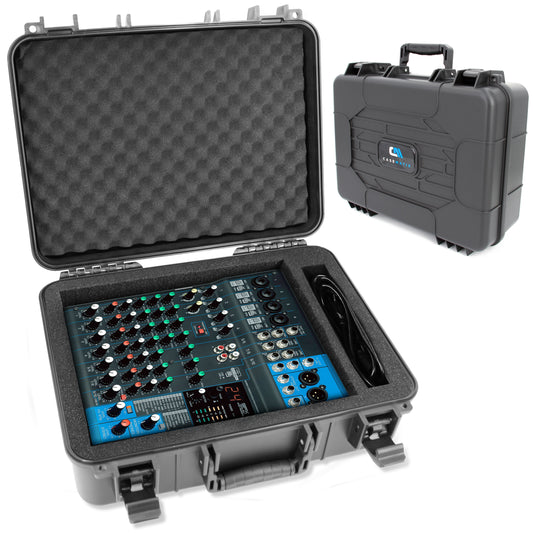 Hard Shell DJ Mixer Travel Case with Customizable Foam Compatible with Yamaha MG10XU, MG10, MG06 10 Input Stereo Mixer Effects and Cables