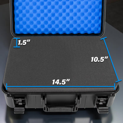 15.6 Inch Hard Laptop Case – Rugged Shockproof Travel Case with Foam Protection Fits 15” Gaming Laptops Up to 14.5 x 10.5, Charger & Accessory Storage