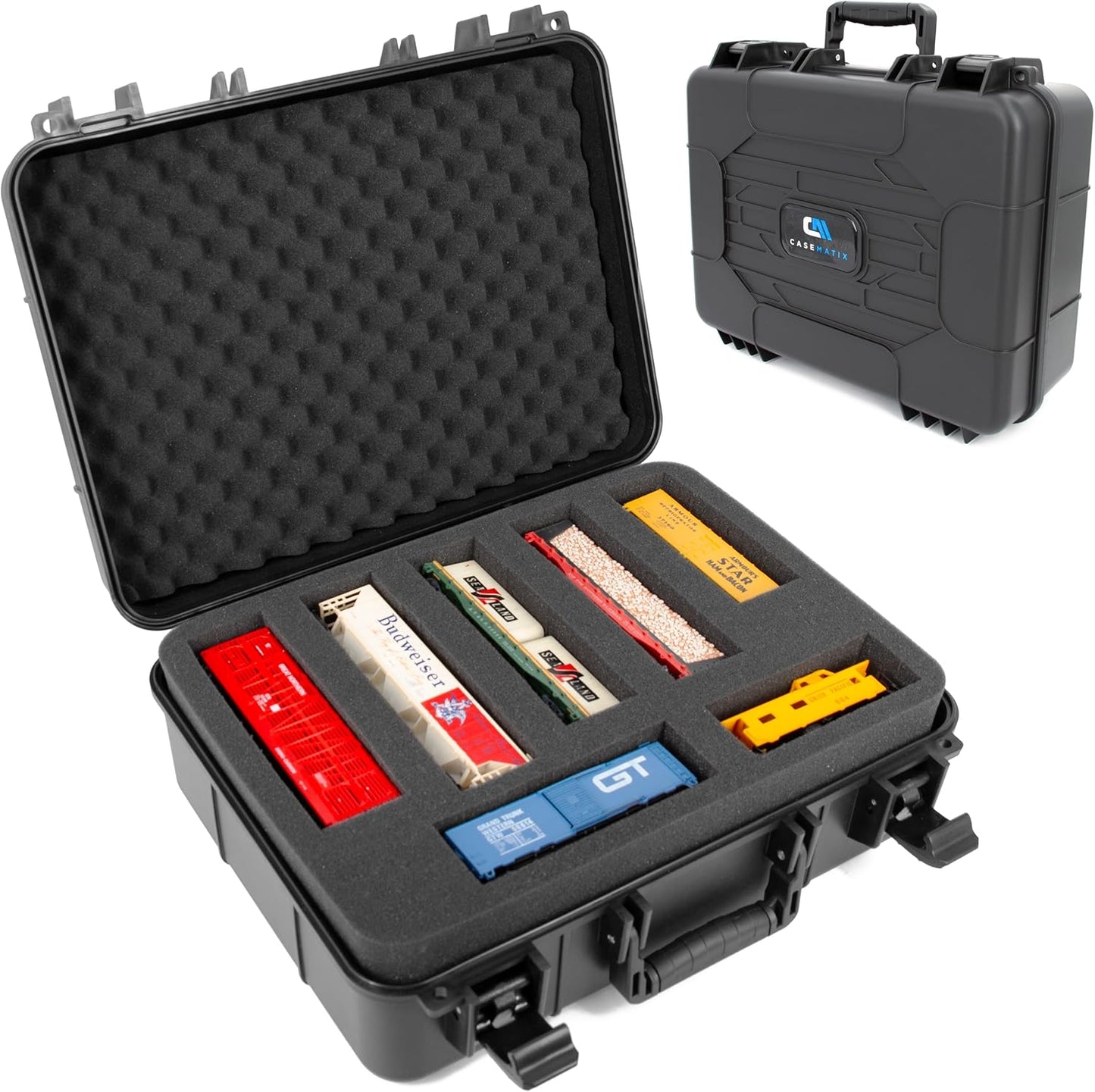 N Scale Model Train Storage Case – Hard Shell Train Storage Box Holds 40 N Gauge Trains, Waterproof Train Storage Case for Model Train Transport