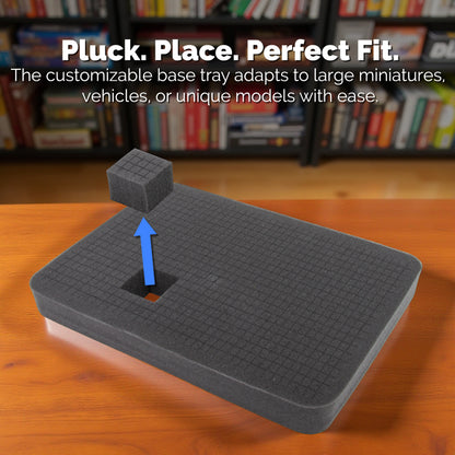Hard Shell Miniature Case with 80 slots and customizable foam for large minis. Fits Warhammer 40K, DnD, RPG figures and more.