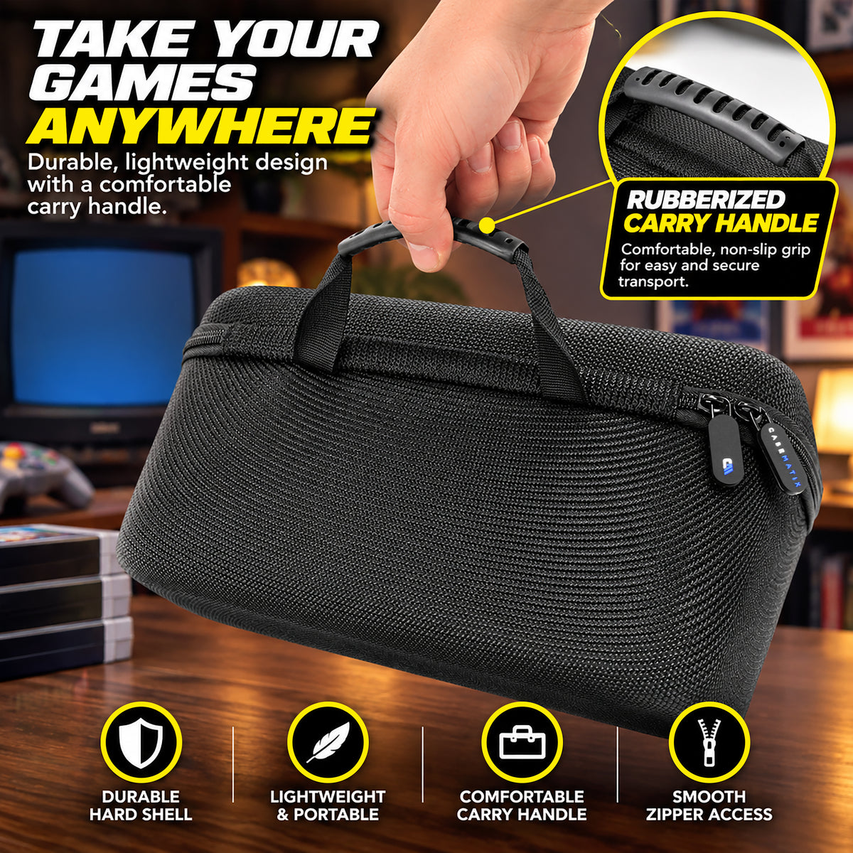 N64 Game Cartridge Storage Case Compatible with 12 Nintendo 64 Game Cartridges, Retro Video Game Organizer with Padded Game Holder