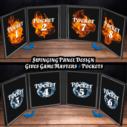 DM Screen 8-Panel Deluxe GM Screen - Eight Panel Folding Dungeon Master Screen for TTRPGs - Inserts Not Included - Black, Brown or Green Options