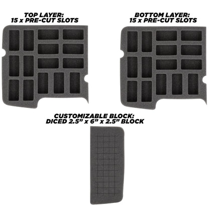 Rock Collection Travel Case - 30 Slot Rock Collection Box with Two Pre-Cut Foam Trays, Protective Crystal Storage Travel Case with Customizable Foam Section!
