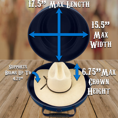 Cowboy Hat Box Cowboy Hat Storage for Brims Up To 4.75" - Hard Shell Hat Case with Adjustable Carry Strap and ID Slot - 4 Color Options