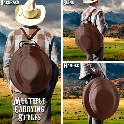 Cowboy Hat Box Cowboy Hat Storage for Brims Up To 4.75" - Hard Shell Hat Case with Adjustable Carry Strap and ID Slot - 4 Color Options