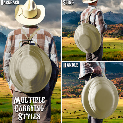 Cowboy Hat Box Cowboy Hat Storage for Brims Up To 4.75" - Hard Shell Hat Case with Adjustable Carry Strap and ID Slot - 4 Color Options