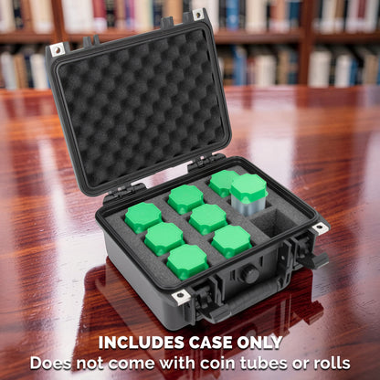 American Silver Eagle Coin Tube Storage Case – Waterproof IPX7 Airtight Coin Tube Holder for 9 Coin Rolls, Hard Shell Coin Collection Case