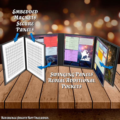 DM Screen 8-Panel Deluxe GM Screen - Eight Panel Folding Dungeon Master Screen for TTRPGs - Inserts Not Included - Black, Brown or Green Options