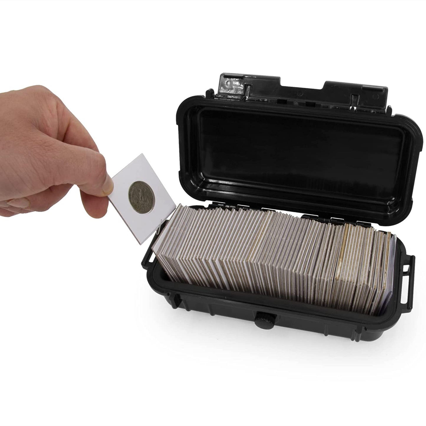 Coin Holder Case Fits 2x2 Coin Flips and Coin Collection Supplies in Airtight Moisture Resistant Coin Storage Box, Flips not Included