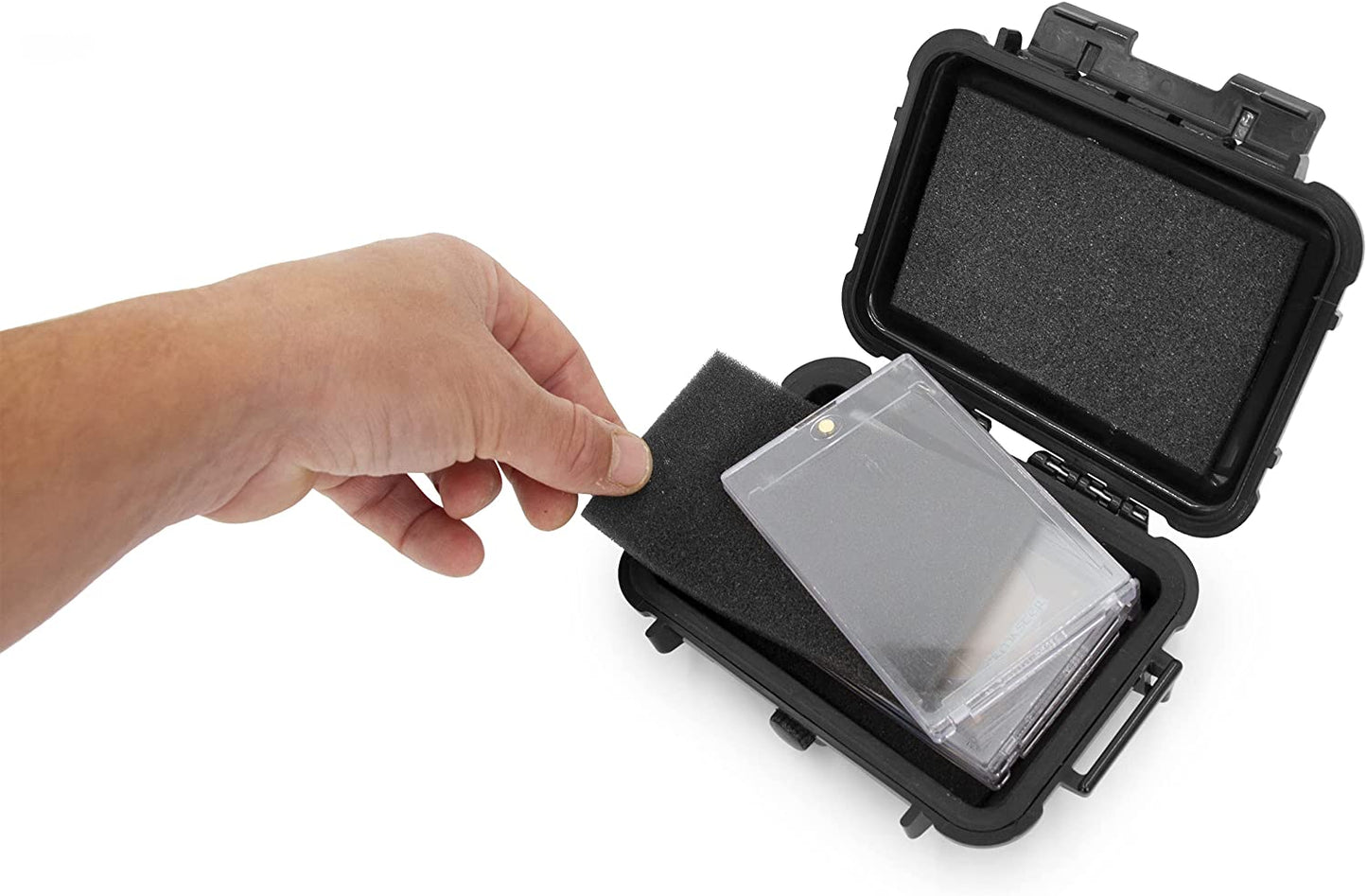 Trading Card Holder Case Compatible with 4 One Touch Magnetic Card Holder Sleeves, Sport Card Case, Loose Cards - Fits 5.0" x 3.25" Max