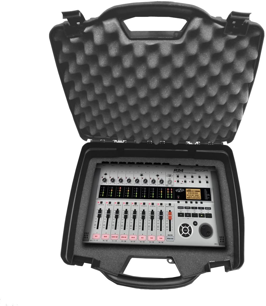 Hard Shell Studio Case Compatible with Zoom R24/R8/R16 Multi-Track Recorders - Blow-Mold Protection with Customizable Tri-Layer Foam - Case Only