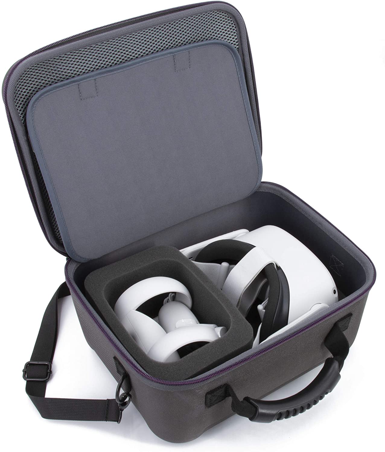 Hard Shell Travel Case Compatible with Oculus Quest 2 - Protective Oculus Quest 2 Case with Impact-Absorbing Foam and Shoulder Strap