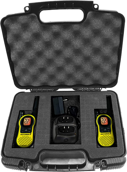Handheld Radio Travel Case Compatible with 2 Motorola MH230R Radios, Midland LXT500VP3 GXT1000VP4 or BaoFeng BFF8HP UV82HP Walkie Talkies