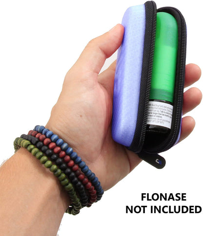 Allergy Medicine Nasal Spray Case Compatible with Flonase Allergy Relief - Water-Resistant EVA Protection with Wrist Strap & Carabiner