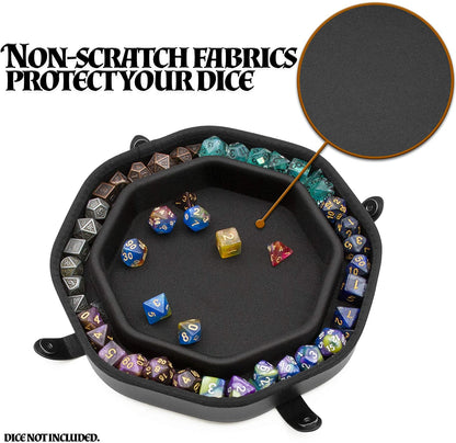 Dice Tray and Storage Case for Up to 115 RPG Dice - Dice Tray for Rolling with Magnetic Snaps, Embossed Design & Non-Scratch Interior