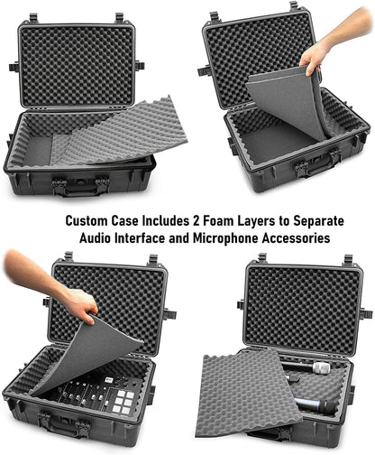 Waterproof DJ Mixer Case Compatible with Pioneer DJM S5 or S7 MIxer, Zoom LiveTrak L-12 L12 Channel Digital Audio Mixer And More Up to 17" x 12" x 5"