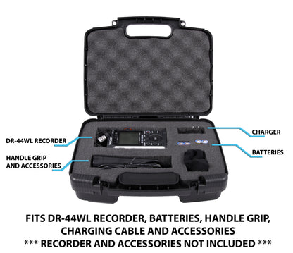 Handheld Recorder Storage Case Compatible with Tascam DR-05x/DR-40x Recorders - Customizable Foam Interior with Tri-Layer Protection - Case Only