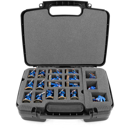 Miniature Storage Hard Shell Case - 30 Slot Figurine Carrying Case with Customizable Foam for for Warhammer 40k, DND and More!