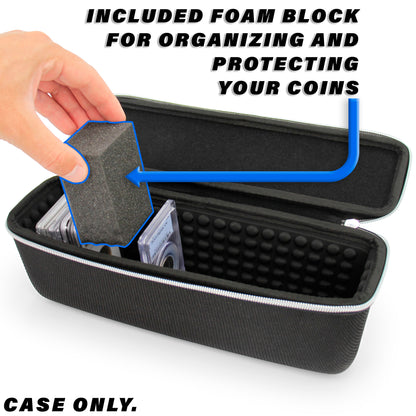 Hard Shell Graded Coin Storage Box with Padded Interior Compatible with 25 NGC PCGS Graded Coin Slabs for Collectors, Fits All Graded Coins