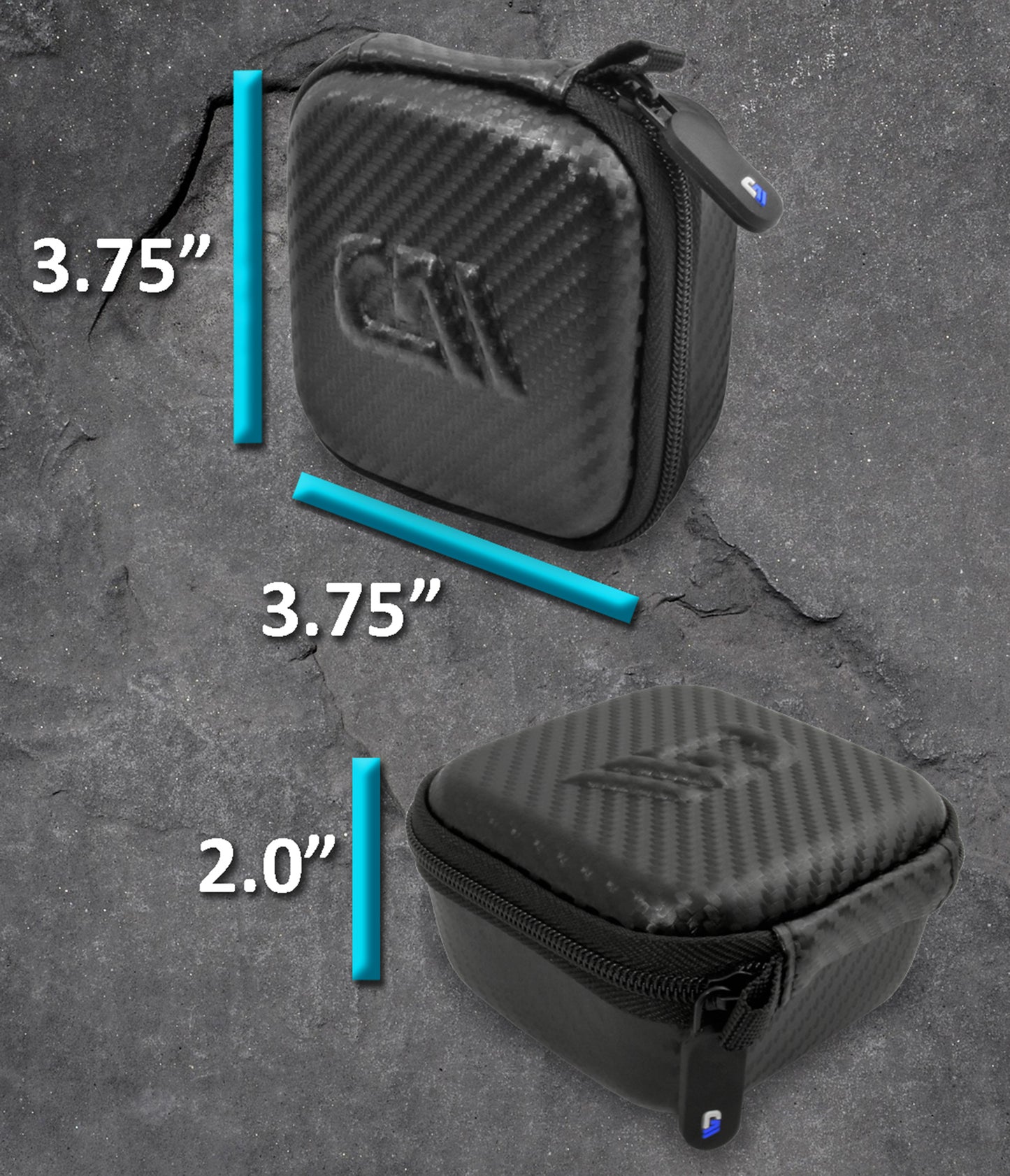 3.75" Hard Shell EVA Travel Case with Carabiner Clip - Fits Accessories up to 3.25" x 3.25" x 1.75"