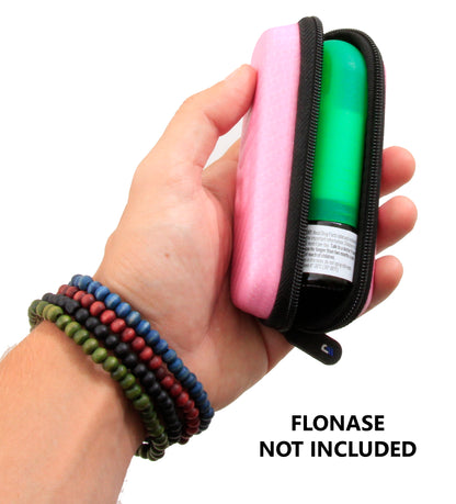 Allergy Medicine Nasal Spray Case Compatible with Flonase Allergy Relief - Water-Resistant EVA Protection with Wrist Strap & Carabiner
